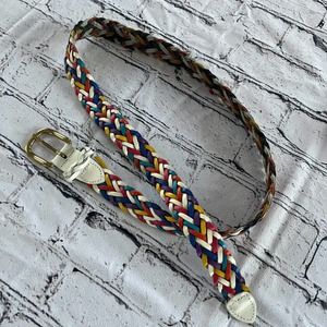 Vintage Capezio Rainbow Braided Leather Belt Bright Colors Size M/L Adjustable